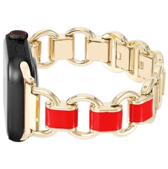 Replacement Chain Bracelet for Apple Watch Secure Adjustable Band Red Gold main image 6